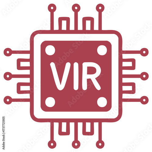 Computer Chip with VIR Initials Red Icon