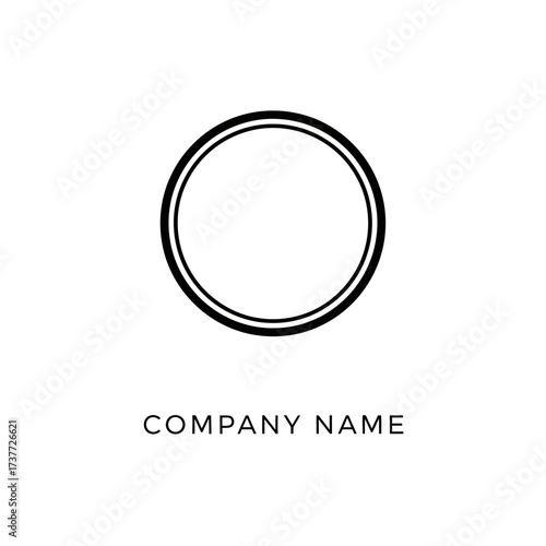Minimalist Logo Design with Double Circle and Company Name Below, Clean and Modern.