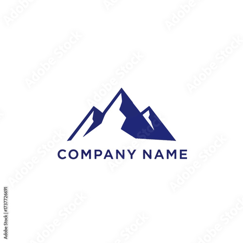 Minimalist Mountain Logo Design with Three Peaks and Company Name.