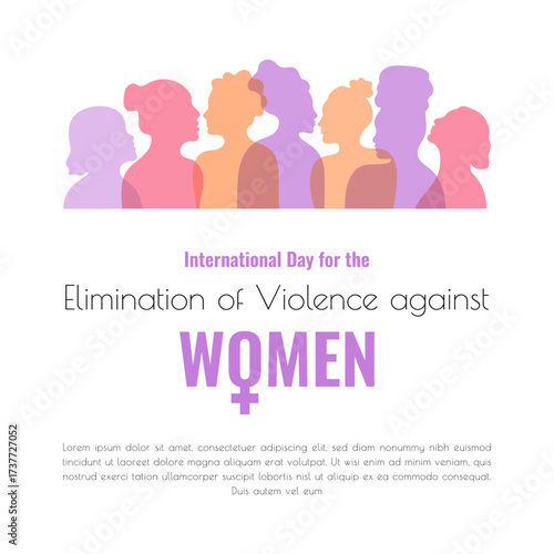 Eliminating Violence Against Women poster template. Flat style post with copy space. Vector minimalist illustration for cover card banner web