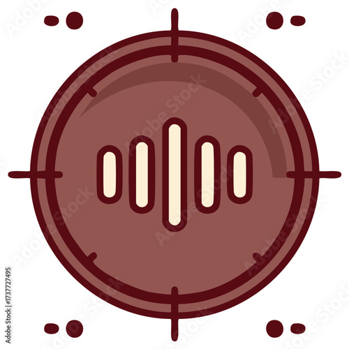 Audio Wave within Circular Graphic Target with Compass Points Shows Sound Design