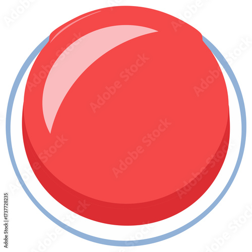 Red Round Push Button Vector Illustration Isolated On White Background