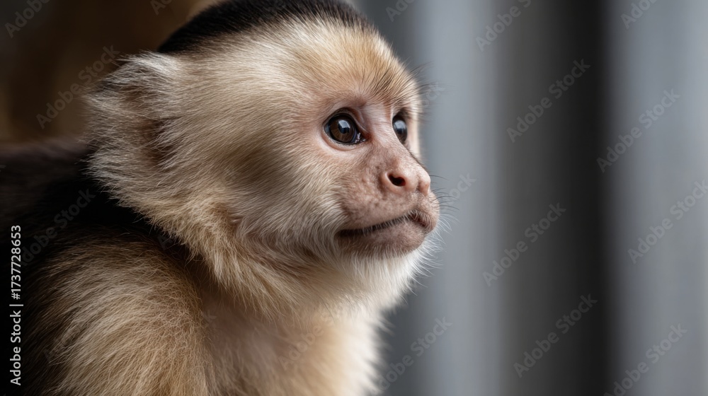 Obraz premium Captivating Profile of a Curious Capuchin Monkey in Natural Light
