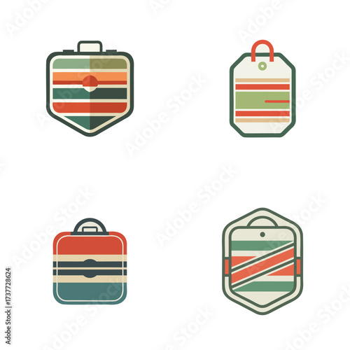 Retro luggage and tags with striped designs