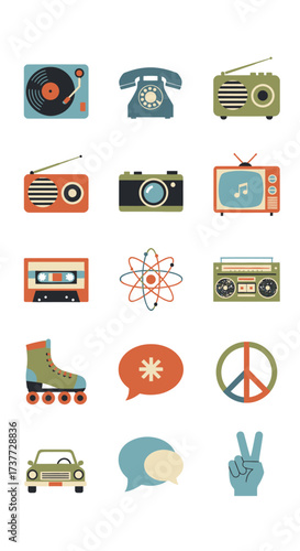 Vintage Retro Icons Collection - A Nostalgic Trip to the Past.