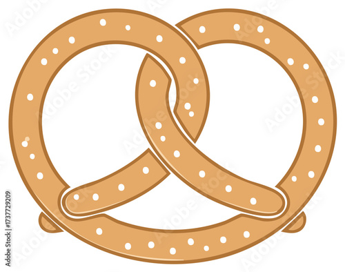 Classic German Pretzel with Salt Dots Icon Delicious Bakery Food