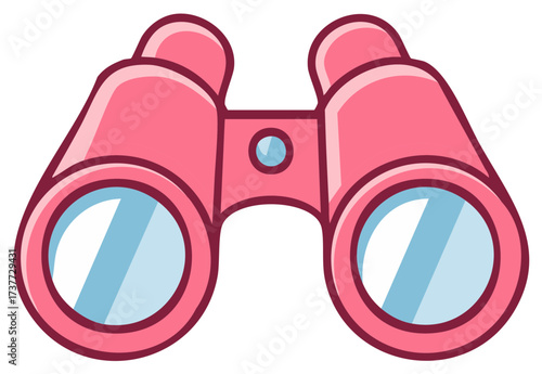 Pink cartoon binoculars close up with clear lens design