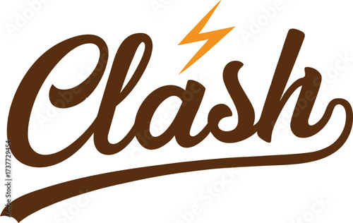 Clash lightning bolt logo design bold script typography vector
