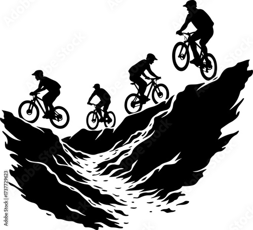 Downhill Thrill: Mountain Bikers in the Forest