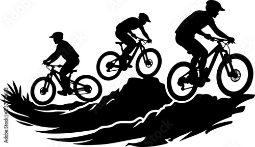 Downhill Thrill: Mountain Bikers in the Forest