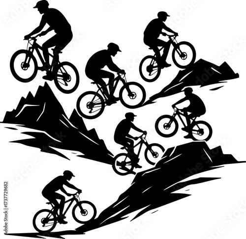 Downhill Thrill: Mountain Bikers in the Forest