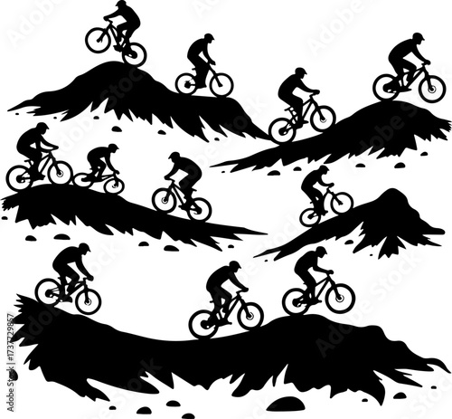 Downhill Thrill: Mountain Bikers in the Forest