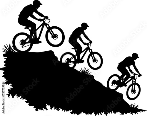Downhill Thrill: Mountain Bikers in the Forest