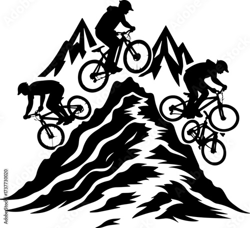 Downhill Thrill: Mountain Bikers in the Forest