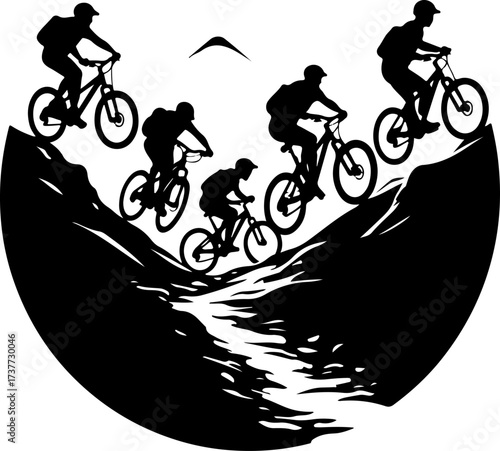 Downhill Thrill: Mountain Bikers in the Forest