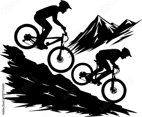 Downhill Thrill: Mountain Bikers in the Forest