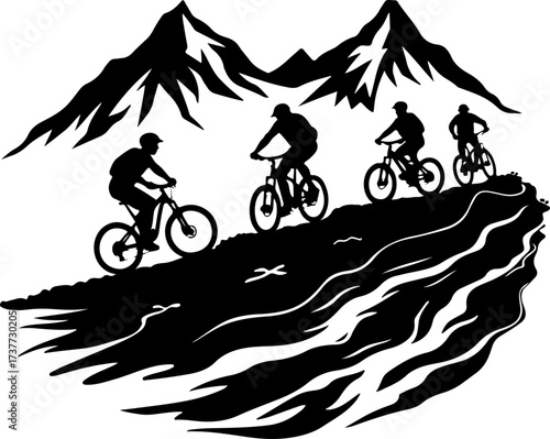 Downhill Thrill: Mountain Bikers in the Forest