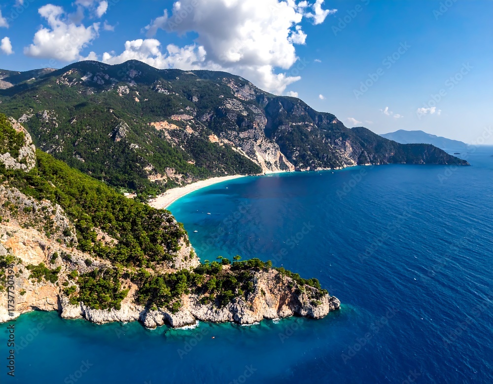 Obraz premium Coastal Landscape with Turquoise Waters.
