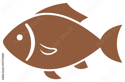 Minimalist brown fish symbol vector illustration for aquatic, marine, and seafood designs