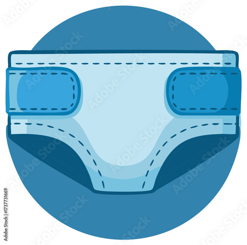 Blue Diaper Icon Simple Clean Design Illustration Isolated on Circle Background