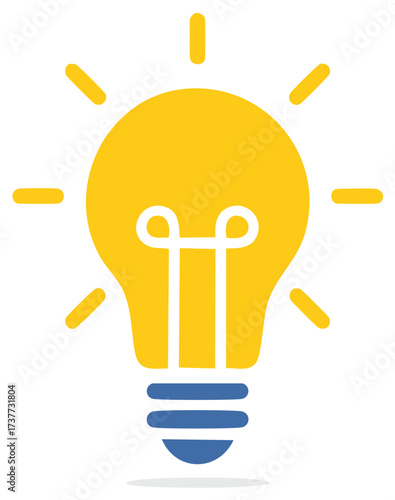 Illumination concept represented by a yellow lightbulb, innovation and ideas, vector illustration