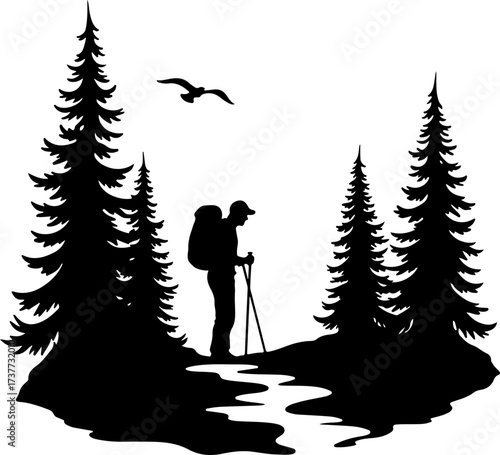 Mountain Trail Explorer: Hiker in the Wilderness