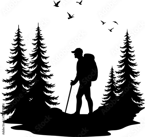 Mountain Trail Explorer: Hiker in the Wilderness