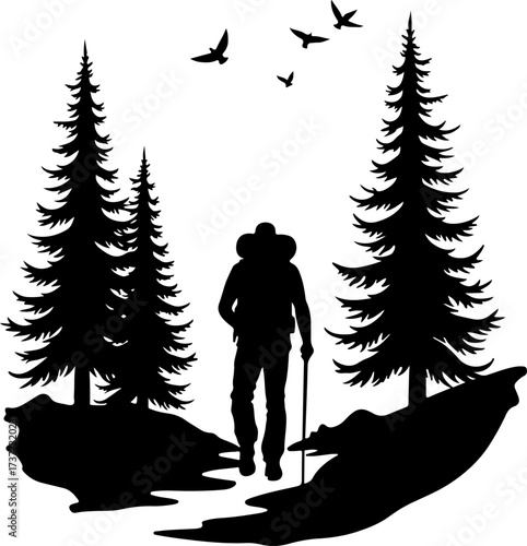 Mountain Trail Explorer: Hiker in the Wilderness