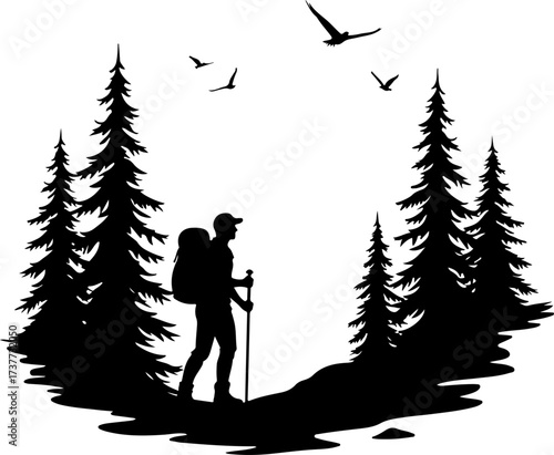 Mountain Trail Explorer: Hiker in the Wilderness