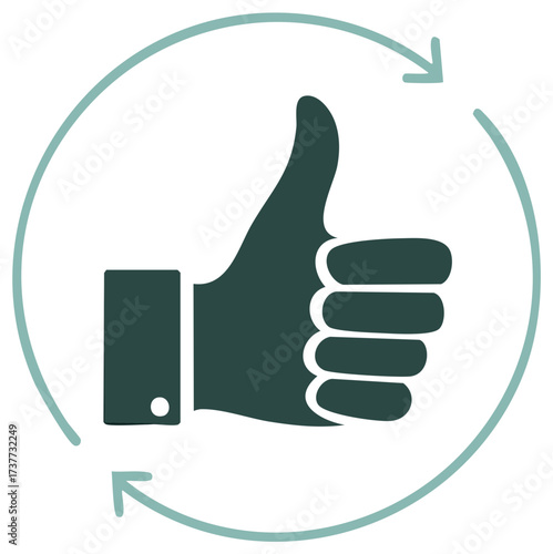 Thumbs Up Icon with Circular Arrows Indicating Approval and Agreement