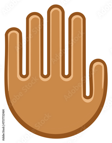 Cartoon illustration of a hand in brown tones, palm facing up, stylized design