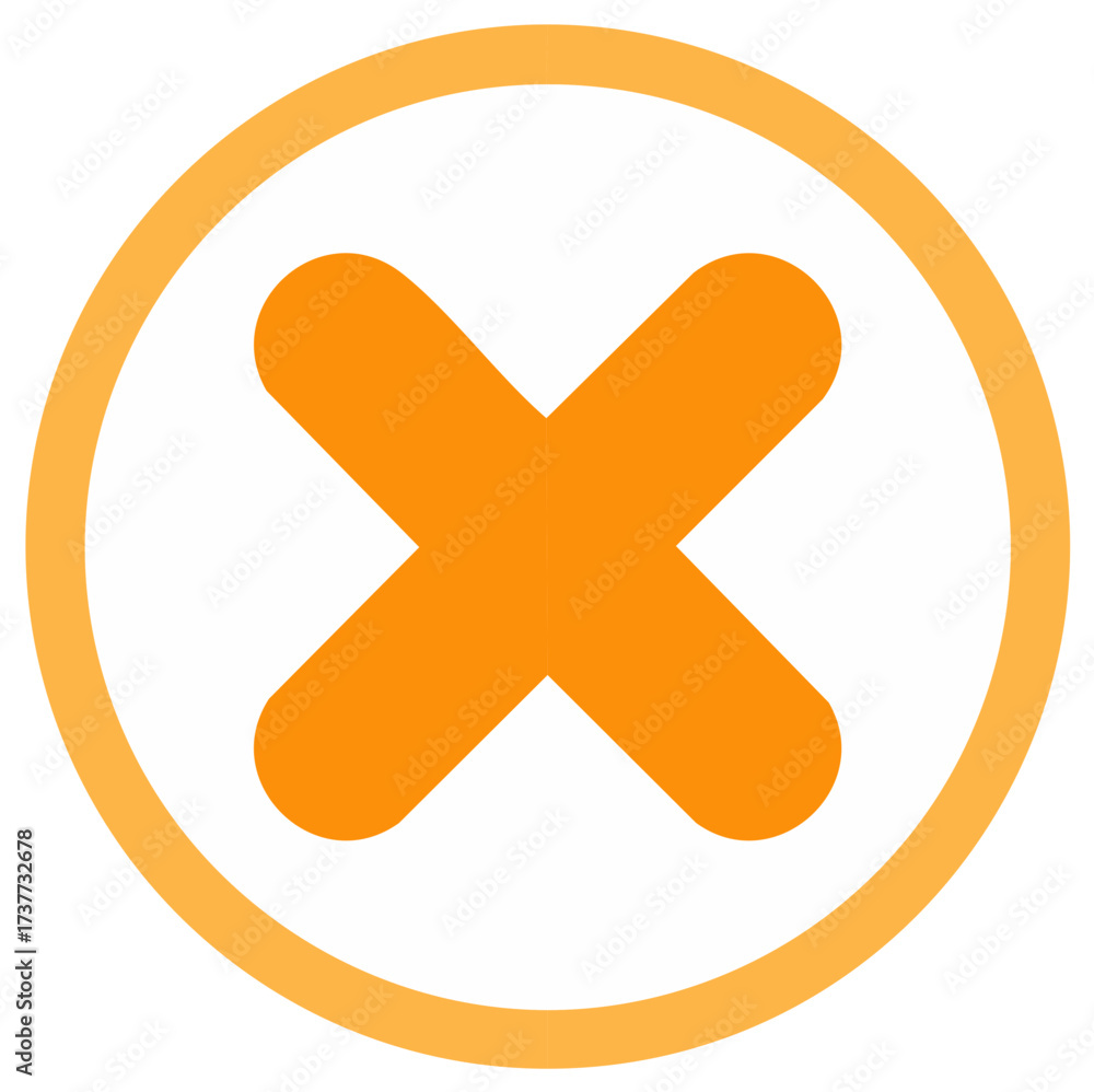 Obraz premium Orange X Mark and Circle Icon Design, Graphic Element for Cancel, Error, or Reject