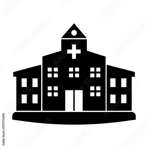 Hospital Building Silhouette Illustration