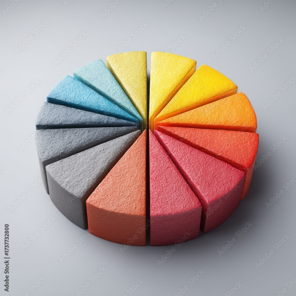 Obraz premium Colorful pie chart diagram on gray background