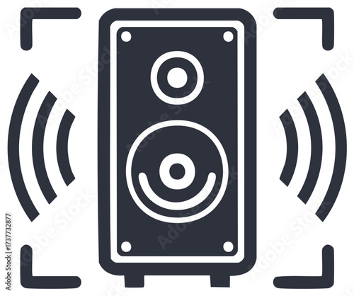 Loudspeaker glyph with sound waves symbol of music and audio volume