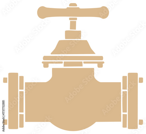 Illustration of an industrial water or gas valve with a handle, beige color