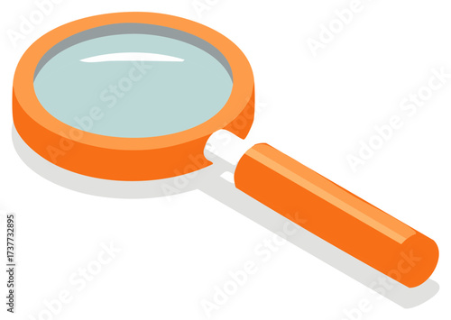 Simple orange magnifying glass illustration for search and discovery concepts