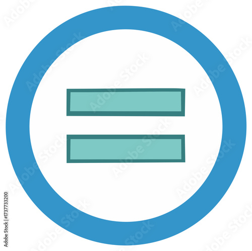 Equal Sign Symbol Inside Blue Circle
