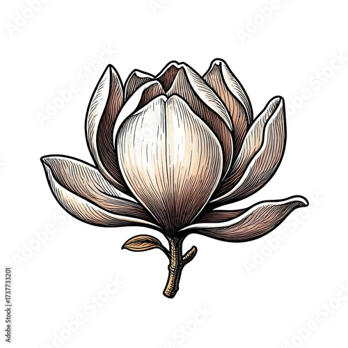 Elegant magnolia flower illustration art on a black background design