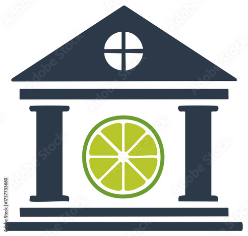 Abstract Governmental Building with Lime Icon Legal Business Logo Idea