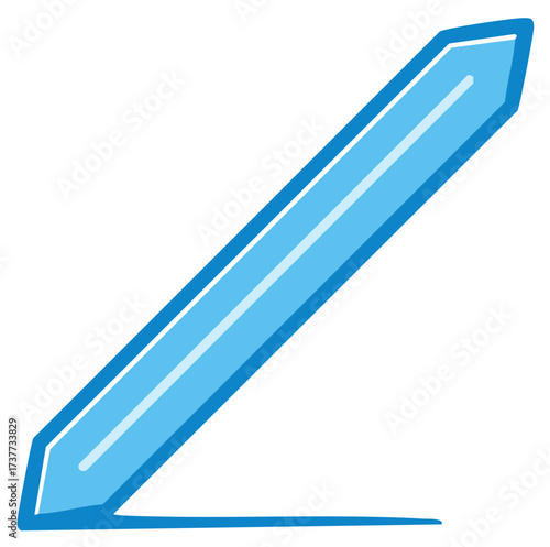 Cartoon Style Light Blue Sword Blade with Guard Fantasy Weapon Illustration