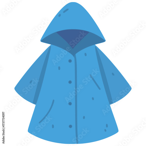 blue raincoat warm fashion accessories flat color vector illustration template design