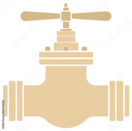 Simple Faucet Valve Icon in Beige Tone Water Pipeline Fixture Vector Design