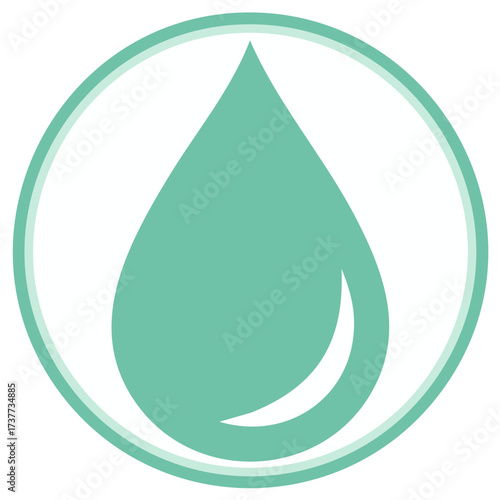 Abstract Water Drop Icon within a Circle