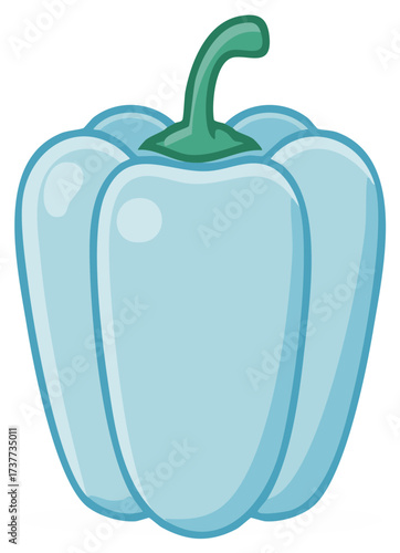 Stylized Light Blue Bell Pepper Vector Graphic