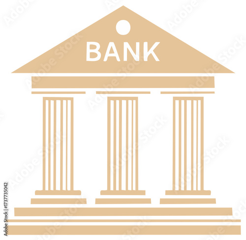 Classic Bank Building with Pillars Symbolizing Financial Institution