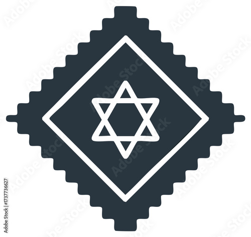 Textile Pattern featuring Star of David in a Diamond Shape Jewish themed cloth with fringes.