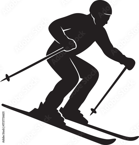 Skier downhill silhouette vector