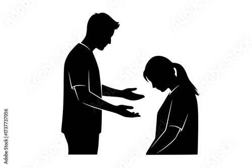 Vector Silhouette of People Offering Support and Advocacy for Mental Health
