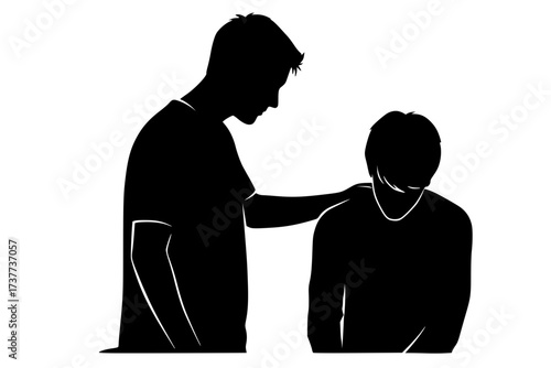 Vector Silhouette of People Offering Support and Advocacy for Mental Health